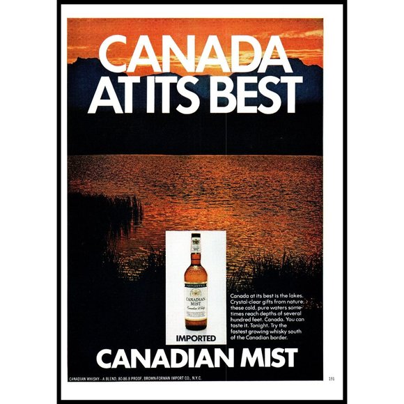 1971 Canadian Mist Whisky Whiskey Vintage Print Ad Sunset Lake Summer Wall Art - Picture 1 of 1